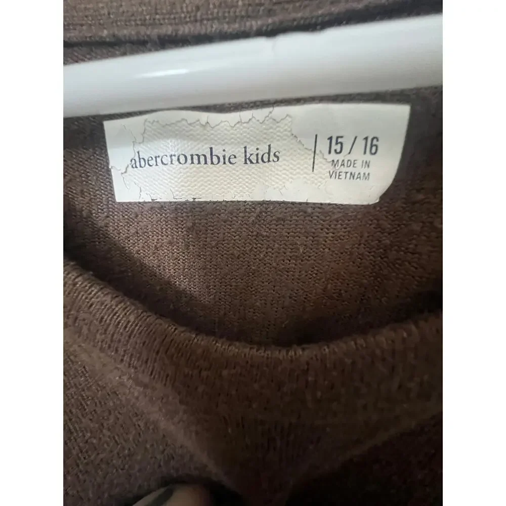 ABERCROMBIE KIDS BROWN WARM PULLOVER LOGO SLEEVE KIDS SIZE 15 - 16 - Picture 3 of 5